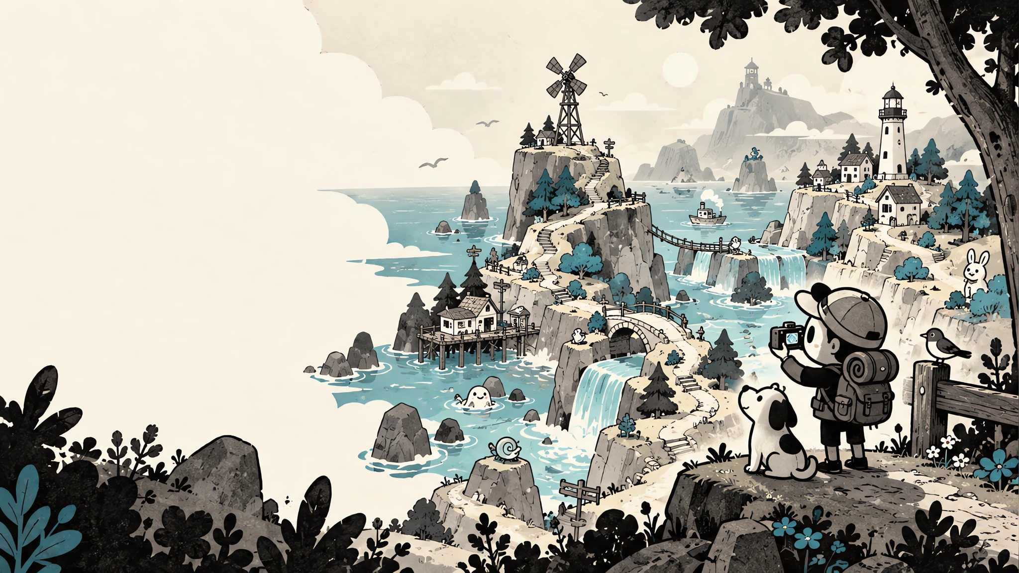 Original monochrome photography-adventure illustration for the TOEM 2 Wiki